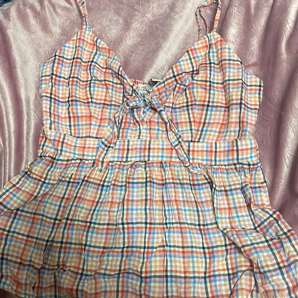 Gingham Plaid Picnic Tank Loft Size XS